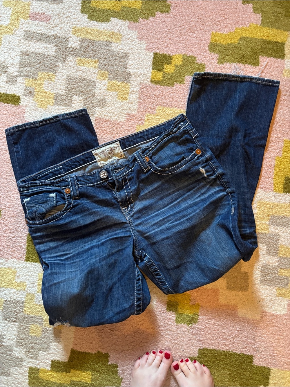 Big Star Dark Blue Boot Cut Jeans with Embroidered Back Pockets